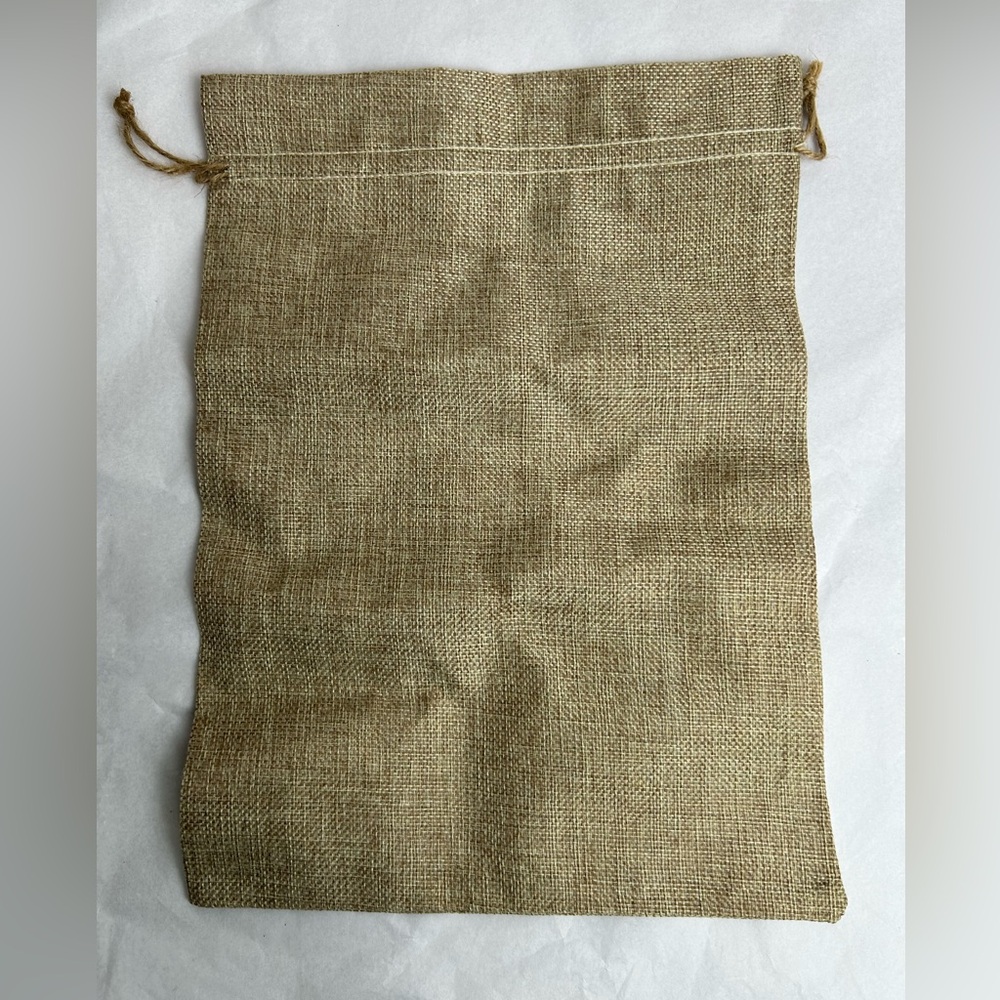 Rustic Tan Burlap Drawstring Bag - Picture 2 of 8